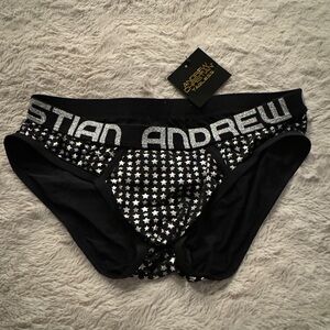 Andrew Christian Black + Silver Star Briefs Size Large